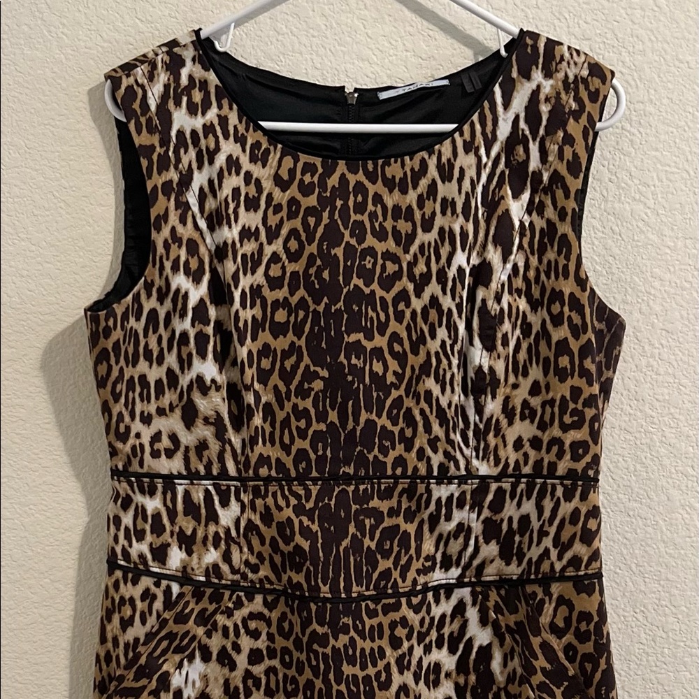 Tahari Leopard Print Dress. Fitted and perfect for work or a night out. Size 12